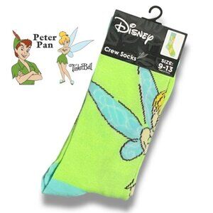 Peter Pan Tinker Bell Crew Socks Disney Green Blue Adult Unisex 9-13 One Size